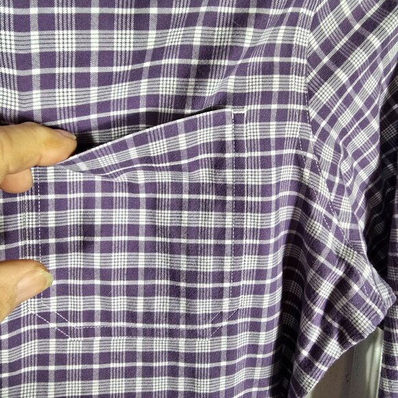 L.L. Bean Button Up Flannel Shirt Large Men's Purple Slightly Fitted Long Sleeve - Picture 5 of 5